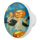  Halloween Pompoen Geesten en Black Cats Keramische Knop (Rechts)