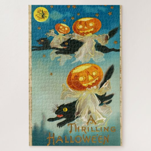  Halloween Pompoen Geesten en Black Cats Legpuzzel (Verticaal)
