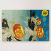 Halloween Pompoen Geesten en Black Cats Legpuzzel (Horizontaal)