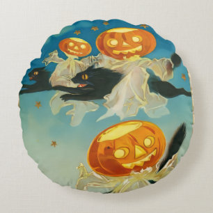 Halloween Pompoen Geesten en Black Cats Rond Kussen