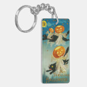 Halloween Pompoen Geesten en Black Cats Sleutelhanger (Voorkant Links)