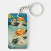 Halloween Pompoen Geesten en Black Cats Sleutelhanger (achterkant)