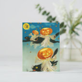Halloween Pompoen Geesten en Black Cats Uitnodiging Briefkaart (Staand voorkant)