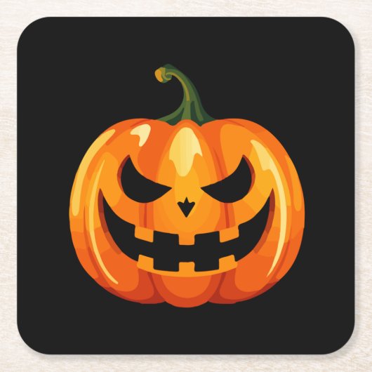 Halloween pompoen gezicht eng kartonnen onderzetters (Voorkant)