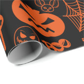 Halloween pompoen gezicht Jack O lantaarn zwart Cadeaupapier (Rol Hoek)