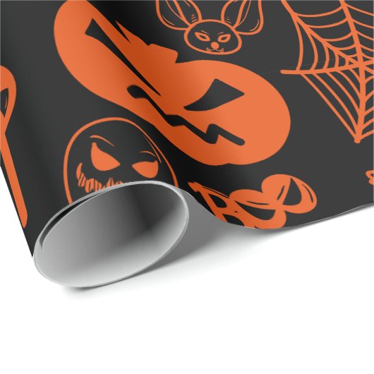 Halloween pompoen gezicht Jack O lantaarn zwart Cadeaupapier (Rol Hoek)