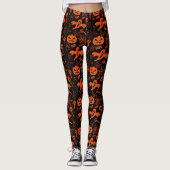 Halloween pompoen gezicht Jack O lantaarn zwart Leggings (Voorkant)