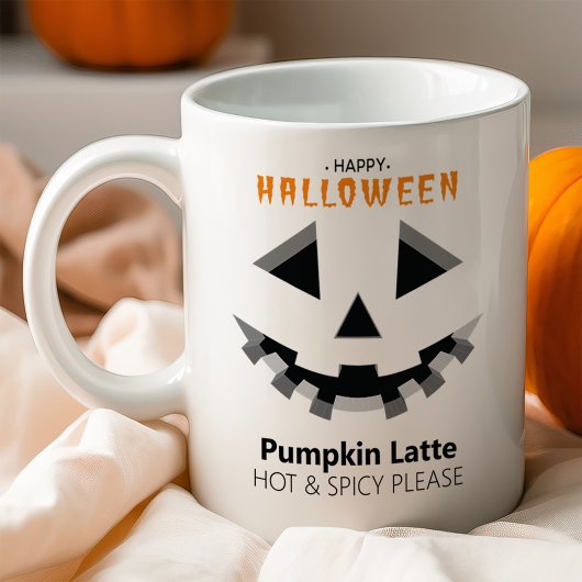 Halloween Pompoen Gezicht Latte Liefhebber Mok