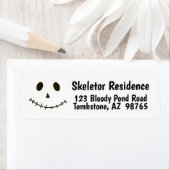 Halloween pompoen gezicht met gestikte mond etiket (Insitu)