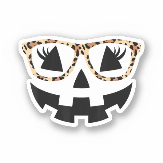 Halloween pompoen gezicht met luipbril sticker (Voorkant)
