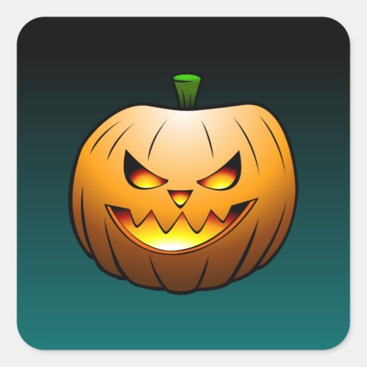 Halloween Pompoen Gezicht Vierkante Sticker (Voorkant)