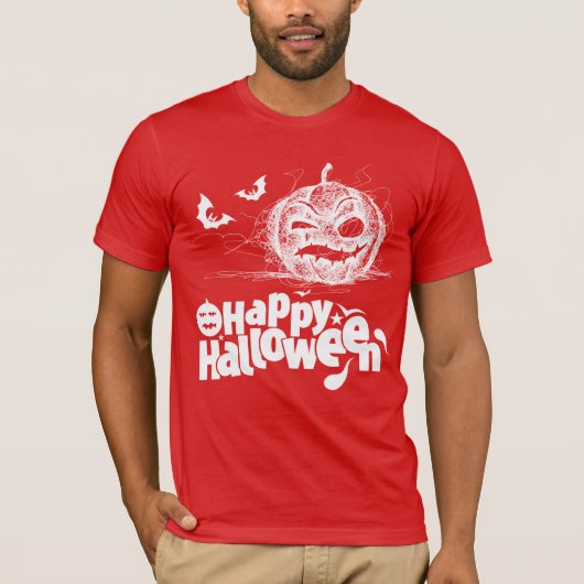 Halloween pompoen gezicht voor mannen kostuum t-shirt (Voorkant)