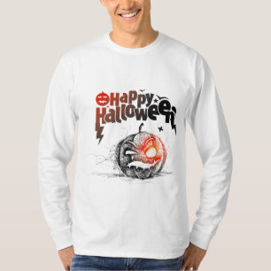 Halloween pompoen gezicht voor mannen kostuum t-shirt
