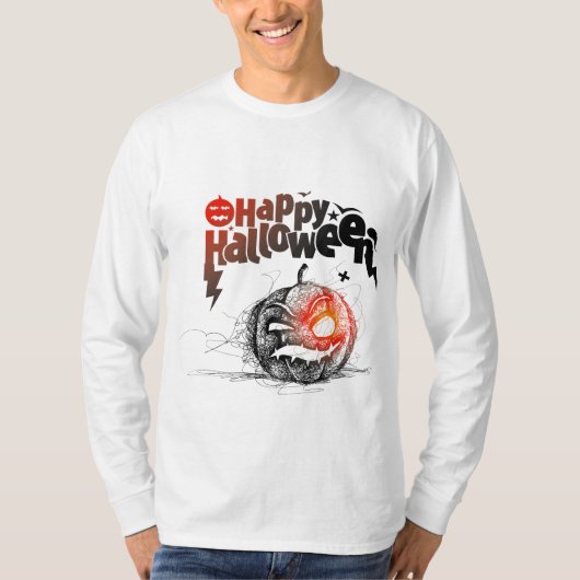 Halloween pompoen gezicht voor mannen kostuum t-shirt (Voorkant)