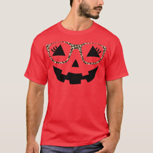Halloween pompoen gezicht wimpers luipaard bril h t-shirt
