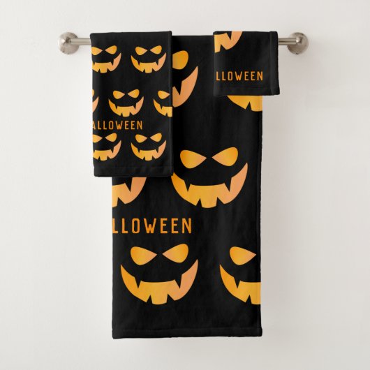 Halloween pompoen gezicht zwarte aangepaste handdo bad handdoek (Insitu)