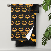 Halloween pompoen gezicht zwarte aangepaste handdo bad handdoek