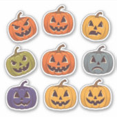 Halloween Pompoen Gezichten Scrapbook Sticker Blad (Voorkant)