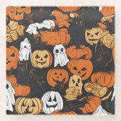 Halloween Pompoen Glazen Onderzetter (Voorkant)