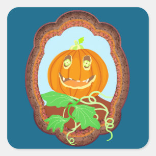 Halloween pompoen glimlachend grillig en griezelig vierkante sticker
