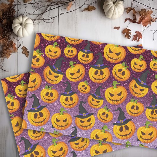 Halloween pompoen glitter patroon tissuepapier