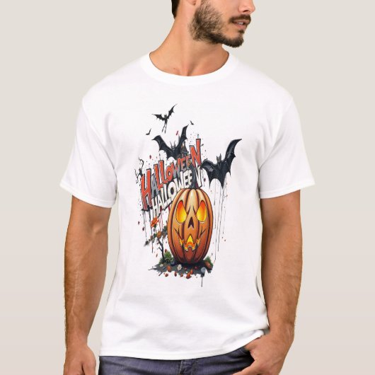 Halloween pompoen graffiti kunst T-shirt (Voorkant)