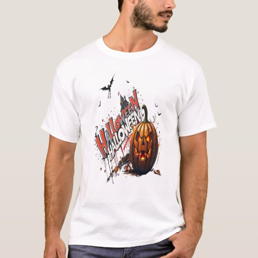 halloween pompoen graffiti kunst t-shirt (Voorkant)