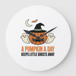 Halloween Pompoen Grappige Geest Vintage Citaat_1 Grote Klok