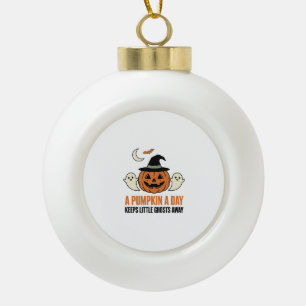 Halloween Pompoen Grappige Geest Vintage Citaat_1 Keramische Bal Ornament