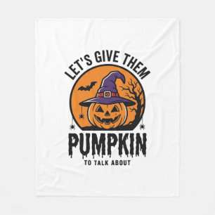 Halloween Pompoen Grappige Heksenhoed Spooky Retro Fleece Deken