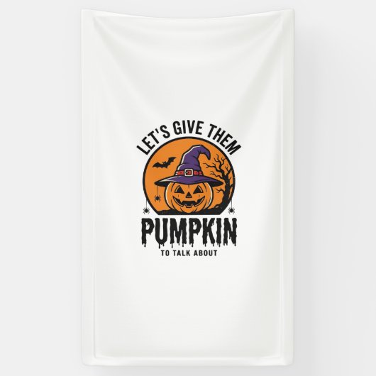 Halloween Pompoen Grappige Heksenhoed Spooky Retro Spandoek (Verticaal)