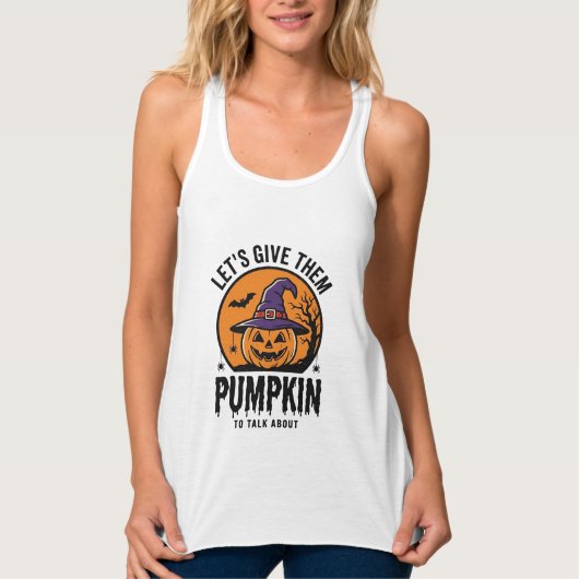 Halloween Pompoen Grappige Heksenhoed Spooky Retro Tanktop (Voorkant)