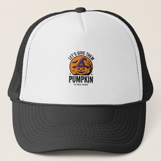 Halloween Pompoen Grappige Heksenhoed Spooky Retro Trucker Pet (Voorkant)