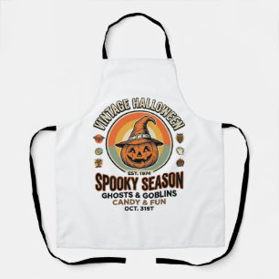 Halloween Pompoen Grappige Vintage Heksenhoed_1 Schort