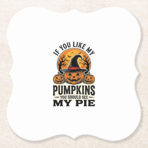 Halloween Pompoen Grappige Vintage Taart Citaat_1 Kartonnen Onderzetters