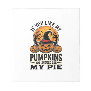 Halloween Pompoen Grappige Vintage Taart Citaat_1 Notitieblok