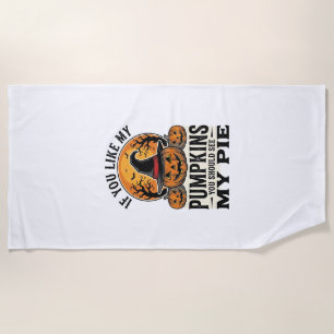 Halloween Pompoen Grappige Vintage Taart Citaat_1 Strandlaken