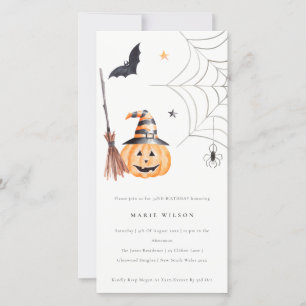Halloween Pompoen Griezelige Verjaardagsuitnodigin Bedankkaart