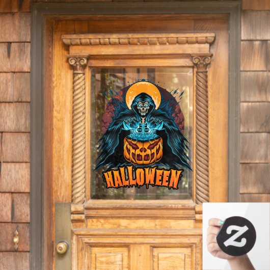 Halloween Pompoen Grim Reaper  Raamsticker (Huis Deur)