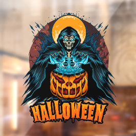 Halloween Pompoen Grim Reaper Raamsticker