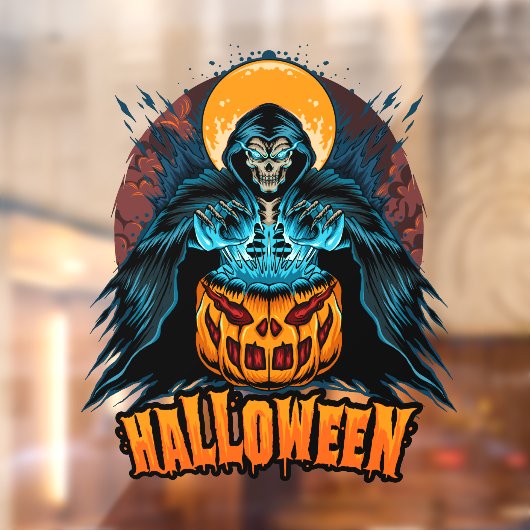 Halloween Pompoen Grim Reaper Raamsticker (Vel 2)