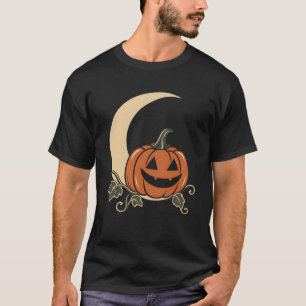 Halloween Pompoen Halve Maan Illustratie T-shirt