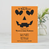 Halloween Pompoen Hart Ogen Baby Shower Kaart (Staand voorkant)