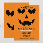 Halloween Pompoen Hart Ogen Baby Shower Kaart (Voorkant / Achterkant)