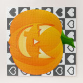 Halloween - pompoen - harten legpuzzel (Horizontaal)