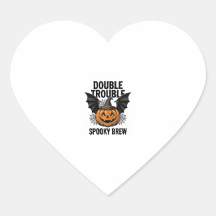 Halloween Pompoen Heks Dubbele Problemen Vintage D Hart Sticker