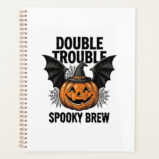 Halloween Pompoen Heks Dubbele Problemen Vintage D Planner (Voorkant)