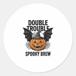 Halloween Pompoen Heks Dubbele Problemen Vintage D Ronde Sticker