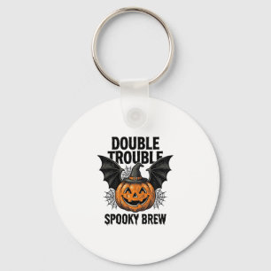 Halloween Pompoen Heks Dubbele Problemen Vintage D Sleutelhanger