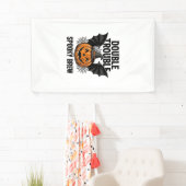 Halloween Pompoen Heks Dubbele Problemen Vintage D Spandoek (Insitu)